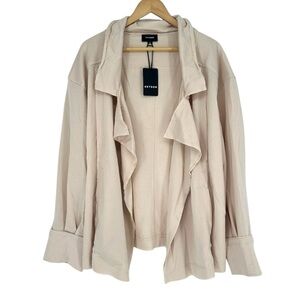 Heyson Cream Raw Hem Sweatshirt Style Open Jacket size 2X Long Sleeves NWT